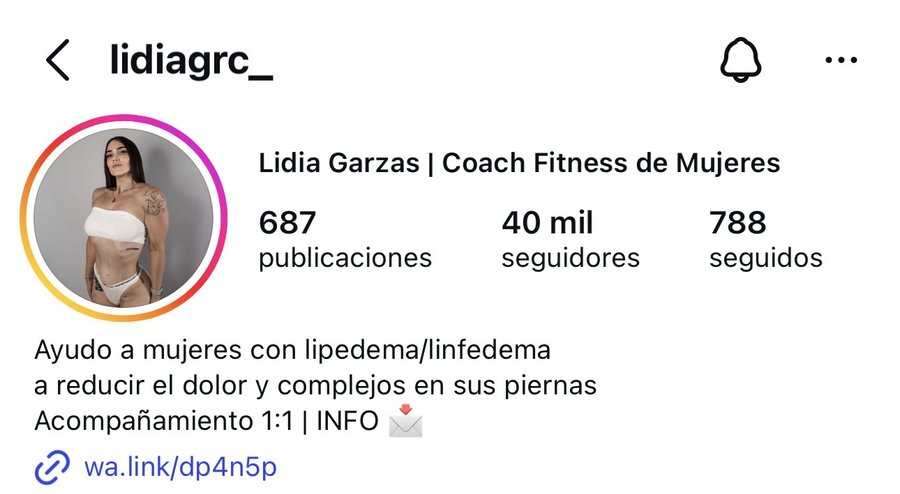 Perfil de Lidia después — 40K seguidores